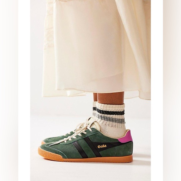 Gola Shoes - Gola Women's Elan Leather Sneaker Evergreen/Black/Fuchsia